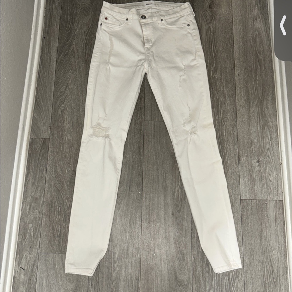 Hudson white distressed skinny jeans